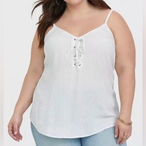 Torrid Sophie Modal Lace-Up Striped Swing Cami Size 2